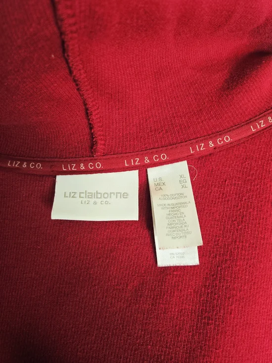 Liz Claiborne Liz & Co. Red Zip Up Hoodie - Size XL - Picture 7 of 8